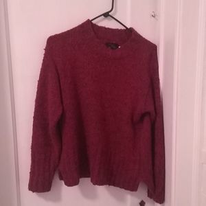 Red chunky mock turtleneck sweater